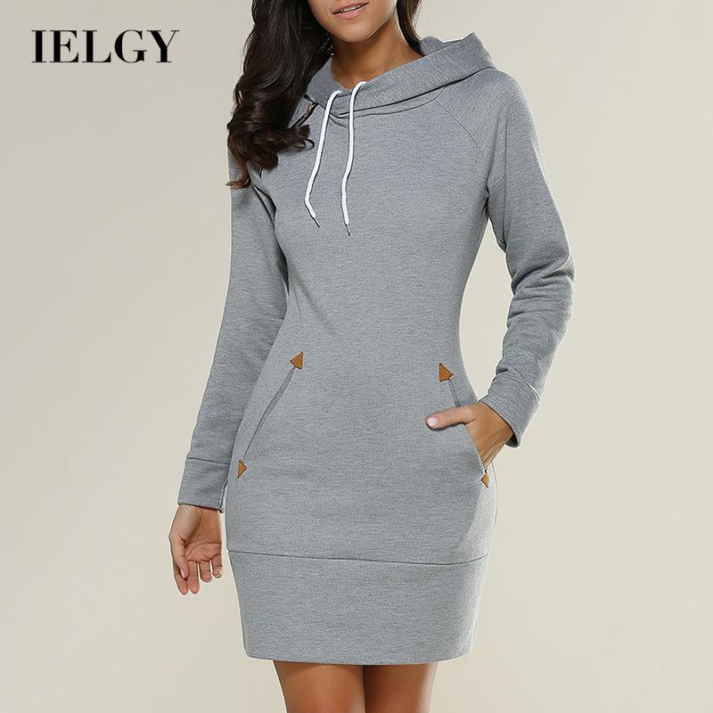 

IELGY Толстовка средней длины с капюшоном и молнией