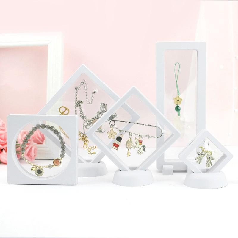 Pe Film Suspension Jewelry Box Clear Display Case Dustproof Jewelry Storage Holder For Earring Necklace Ring Bracelet Collection