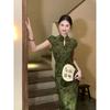 New Chinese-style Embroidered Cheongsam Collar Improved Cheongsam Women's Spring and Summer New Hollow Waist Slim Temperament Dress