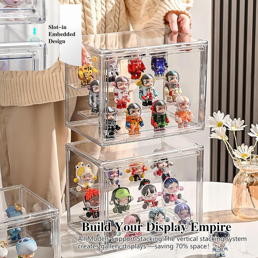 Containerized Designs Acrylic Organizer for Collectible Figures and Blind Box High Definition Transparent Miniature Display Case