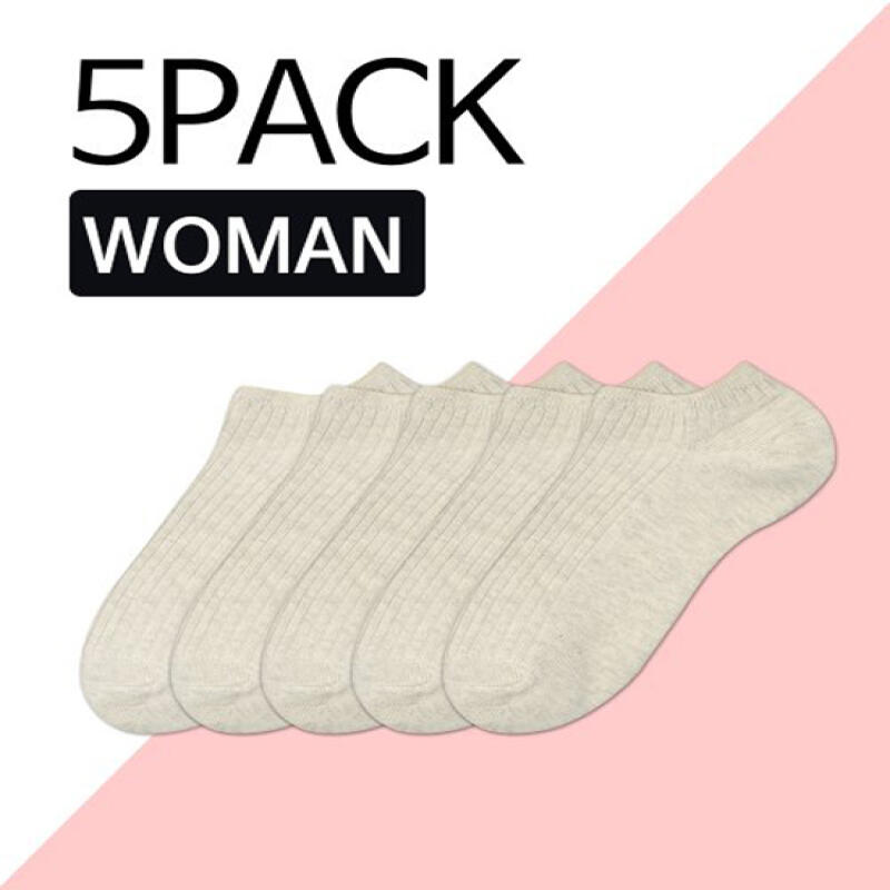 [5PACKS] Women s Plain Basic Sneakers with Ankle Socks - Oatmeal Oatmeal 5 pack