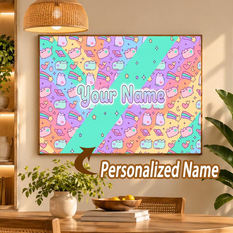 Custom Name Pusheen 5D Diamond Painting Personalized Full Drill Diamond Art Kit Gift