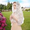 Woman Floral Veil Lace Trim Scarfs Veil Large Shawl Headwear Mantilla