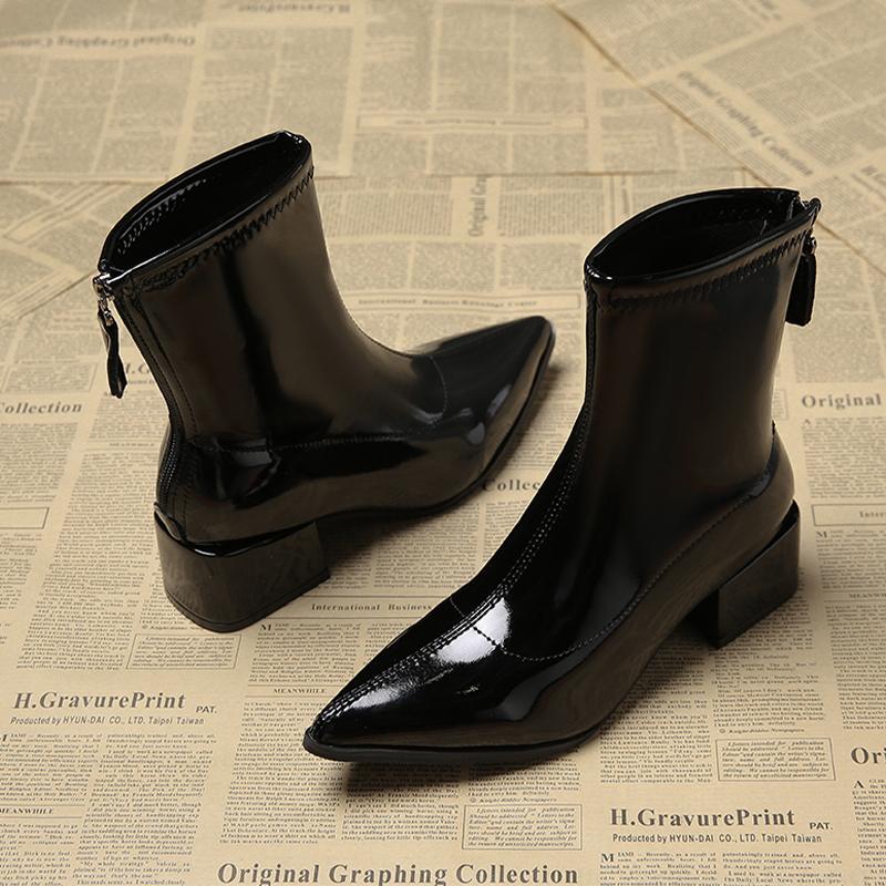 Fashion Pointed Toe Women Ankle Boots High Heels Fashion Shoes Sexy Luxury Woman Chunky Boots 2025 Winter Designer Goth Botas Para Mujer
