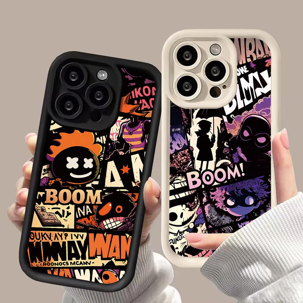 Fashion Graffiti Flame Punk Phone Case for iPhone 16 14 15 Pro Max 13 12 11 X XS XR 7 8 Plus SE 2022 Shockproof Protective Cover
