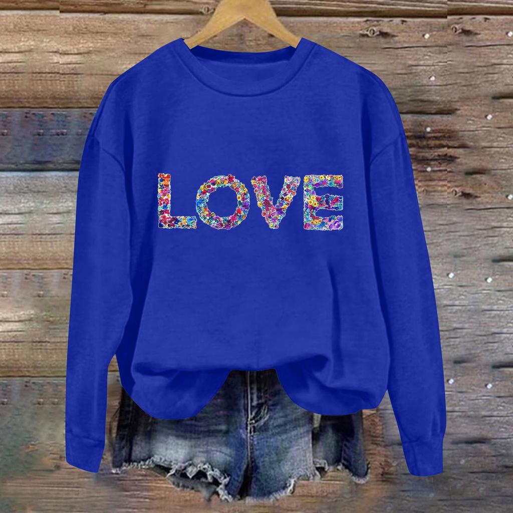 Damski modny sweter z długim rękawem, z nadrukiem, z okrągłym dekoltem