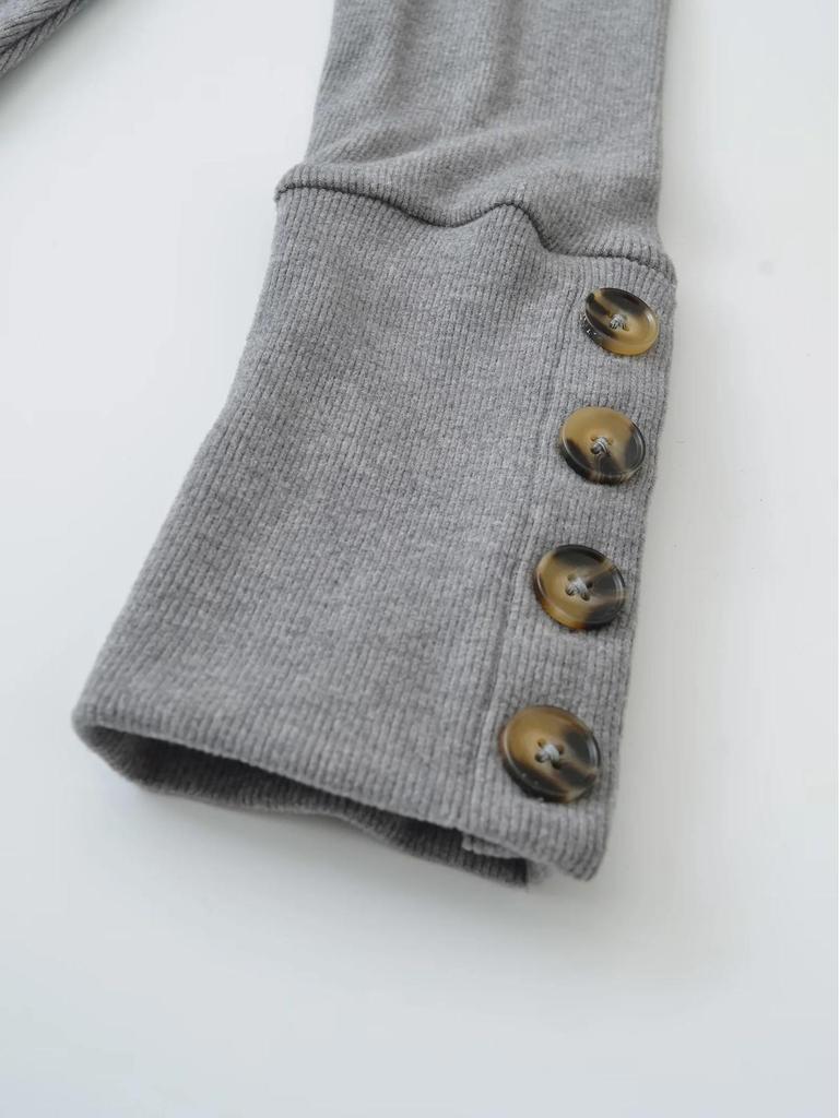 Korean-Style Slim Fit Henry Collar Fleece Long Sleeve T-Shirt for Women - Autumn/Winter Stretchy Base Layer Top