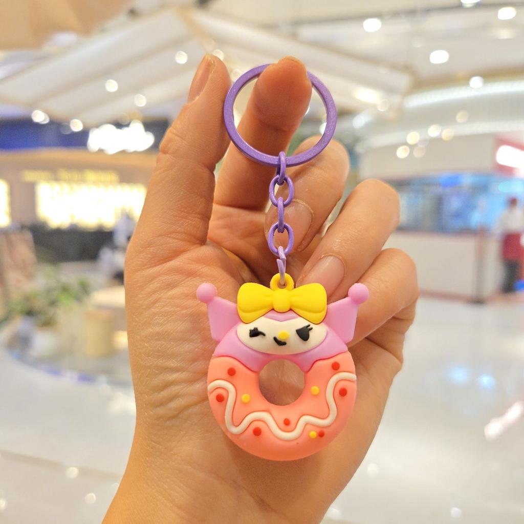 New Donut Keychain Decorative Gift Sweet Three-dimensional Doll Keychain Couple Backpack Pendant