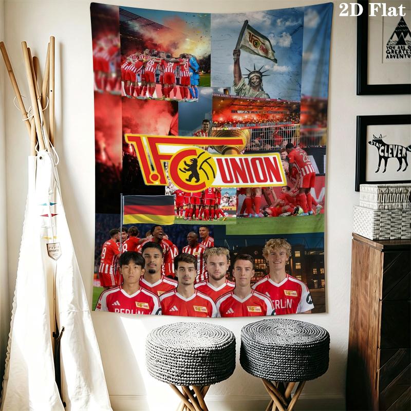 1 Fc Union Berlin Wall Tapestry Aesthetic Wall Hanging Printed Fabric Blanket Decorative Tapestries for Bedroom Living Room Home Decor