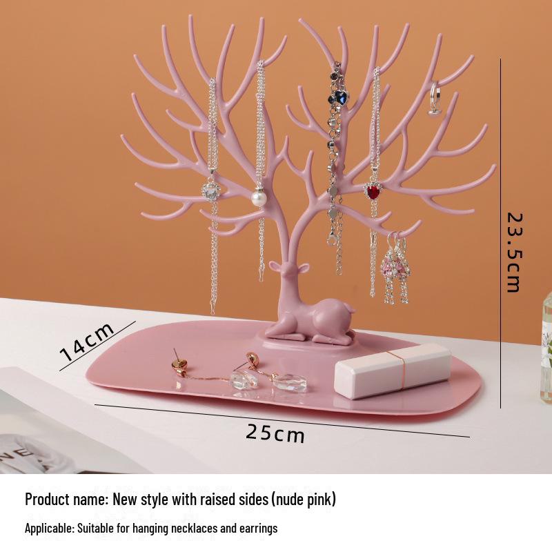 Deer Antler Jewelry Display Stand: Tree-Shaped Necklace & Earring Holder with Storage Box