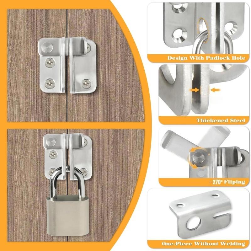 Thicken Stainless Steel Flip Latch Gate Latches Slide Bolt Latch Safety Door Lock Catch For Barn Cabinet Garden Bathroom Garage