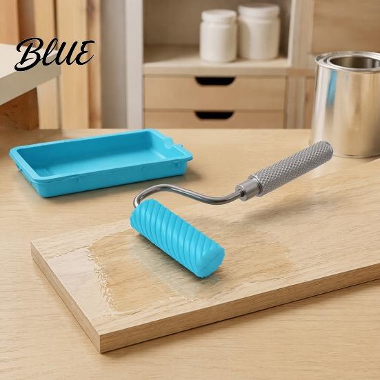 Silicone Paint Tray Mini Glue Roller with Tray Applicator Anti-slip Artistic Wall Painting Tool Handle Reusable Spreader for Woodworking,