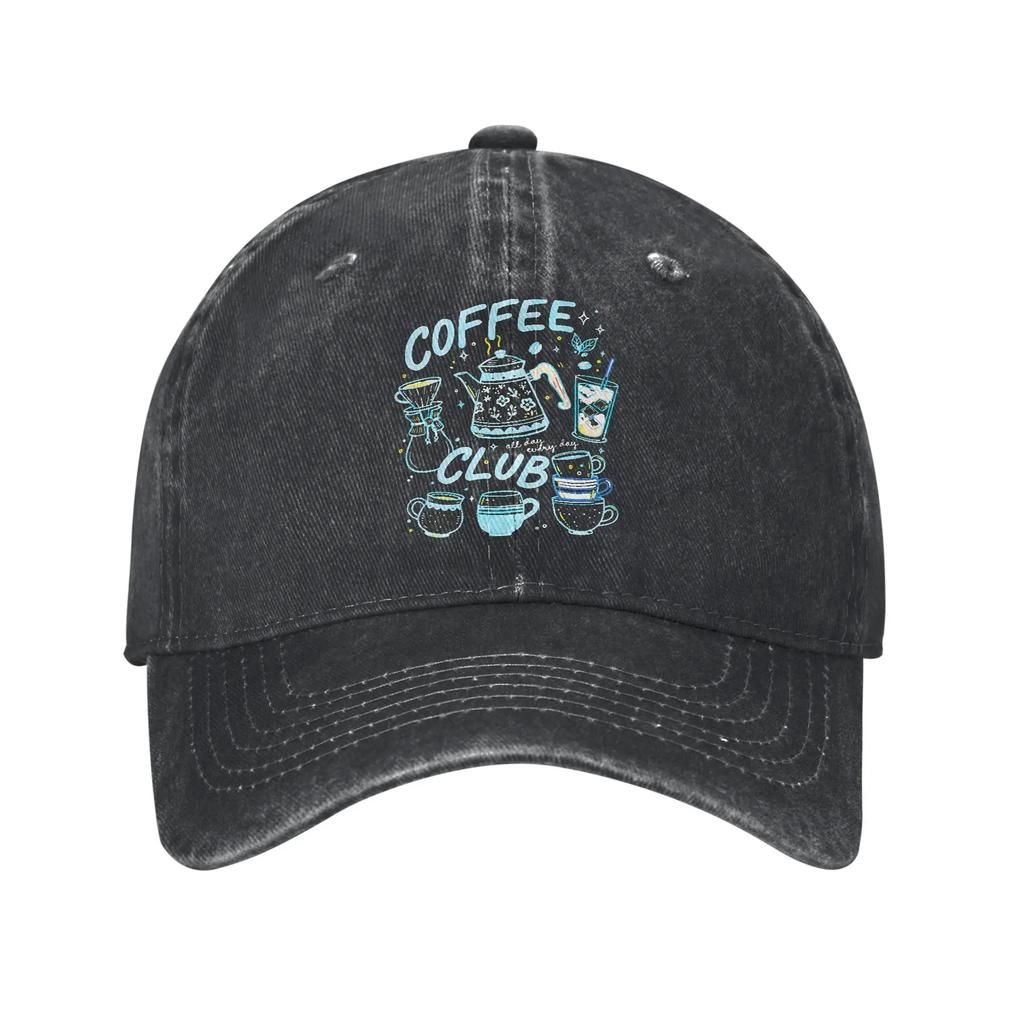 Cats Coffee Lover Baseball Cap Vintage Distressed Washed  Snapback Cap for Men Women Outdoor Activities Adjustable Caps Hat