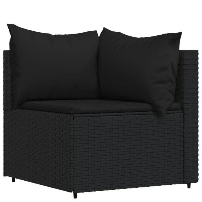 VidaXL Salon de jardin 4 pcs avec coussins Noir Résine tressée, ensemble de salon d'extérieur, ensemble de mobilier 319783