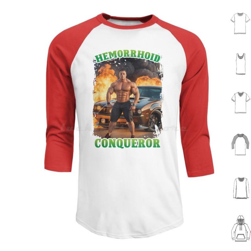 Hemorrhoid Conqueror Funny Meme Weird Offensive Cringe Joke Hoodie Cotton Long Sleeve Funny Meme Hemorrhoid