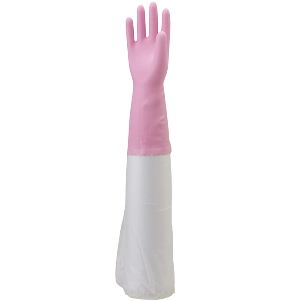 Okabe Showaglove Cooking Gloves 140 with Arm 1 Pair of No. Covers, Thick, Medium, Pink, (Set 2)
