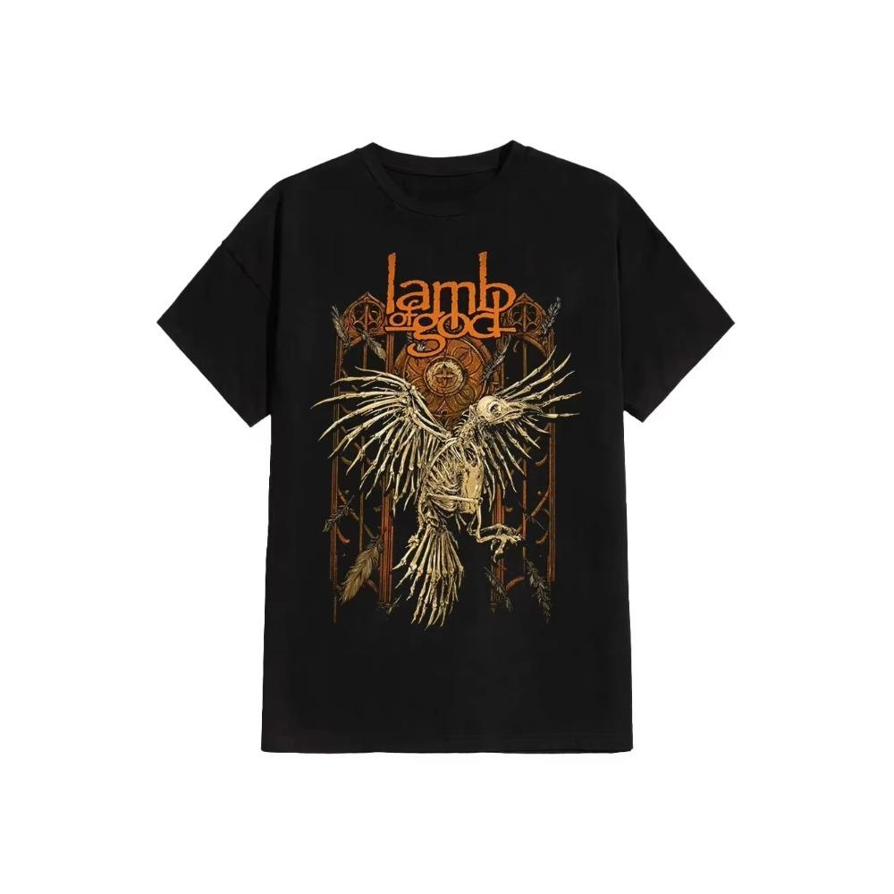 Lamb of God - Crow Peripheral Pattern Printing Summer Luxury Brand Cotton Men's and Women's T-Shirts Short Sleeves
