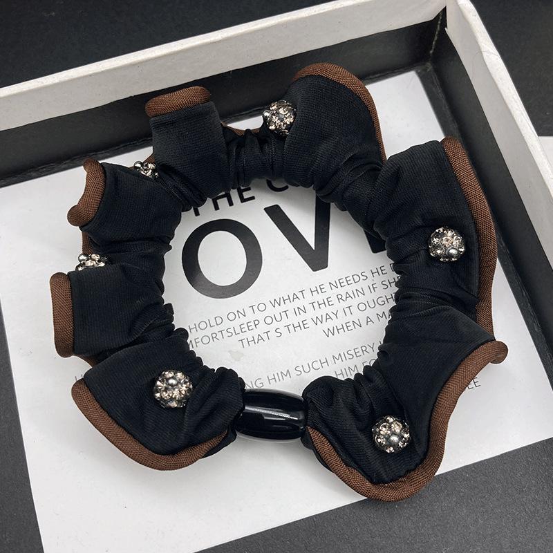 2025 Premium Hoch Elastisches Schwarzes Diamant-Puff Haargummi für Damen