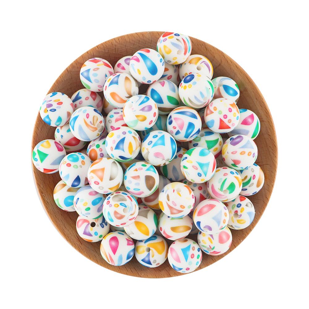 15MM Leopard Silicone Printed Beads 20pcs For Making DIY Jewelry Accessories Bracelet Necklace Making