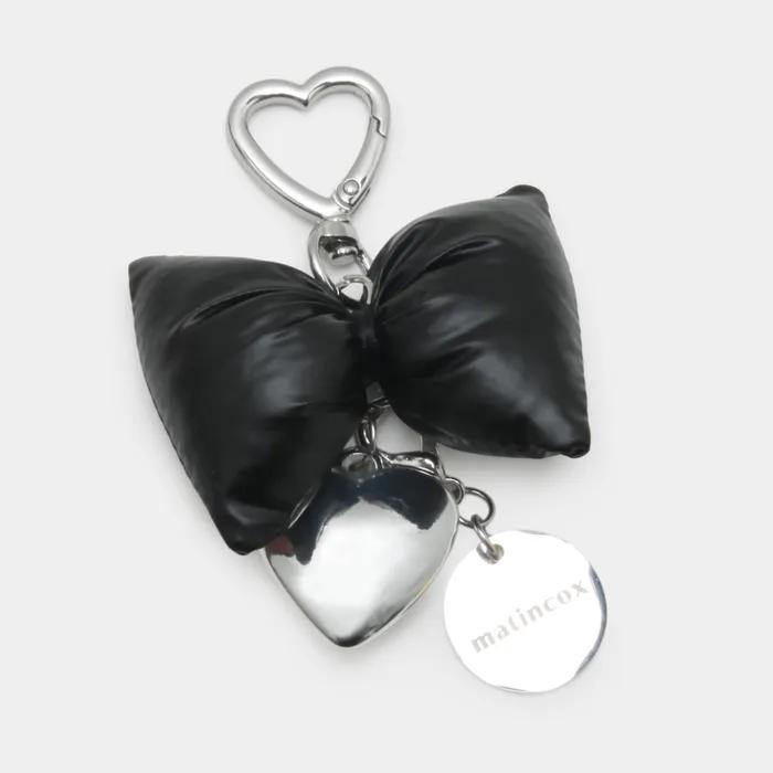 Padded Heart Keyring - Black