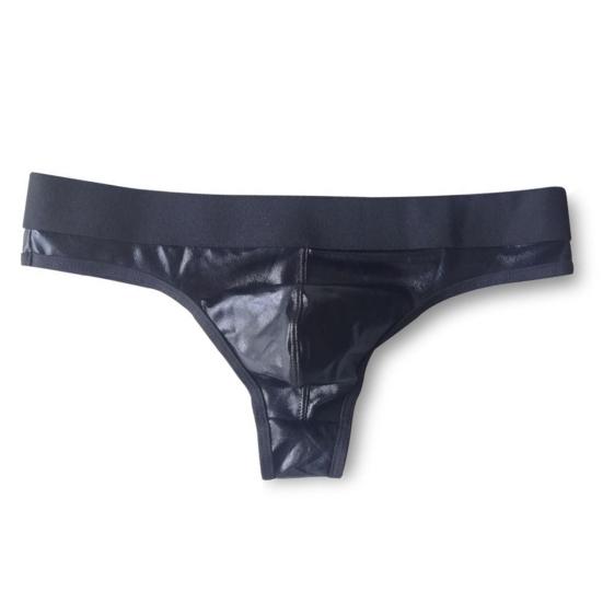 Culottes pour hommes Club Élasticité Couleur contrastée Séchage rapide Surface brillante Taille basse Vêtements de club Sous-vêtements en similicuir String pour hommes Night-club