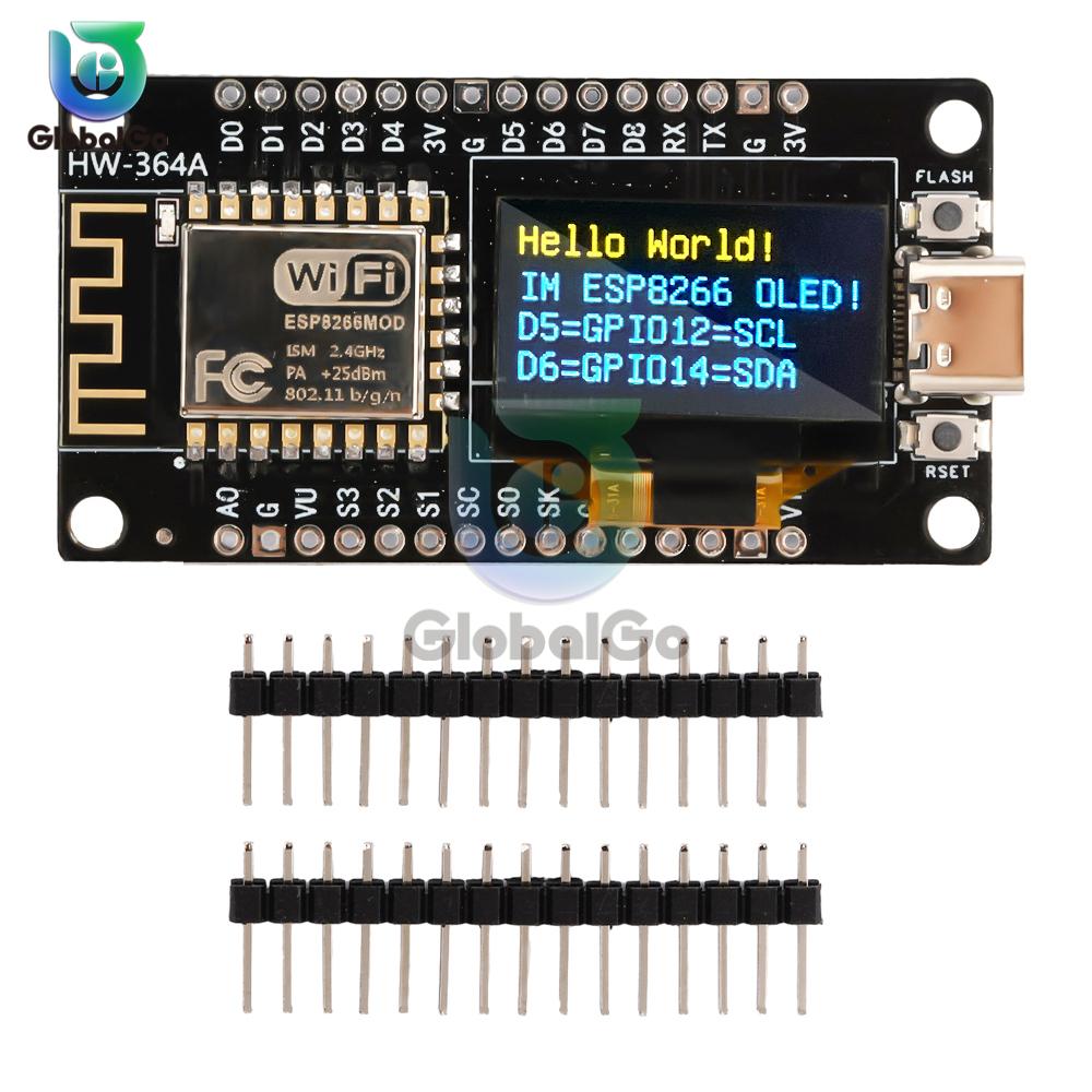 ESP8266 NodeMCU Development Board 0.96 Inch OLED Display,CH-340,ESP-12E WiFi Module,Micro USB for Arduino/Micropython ESP8266