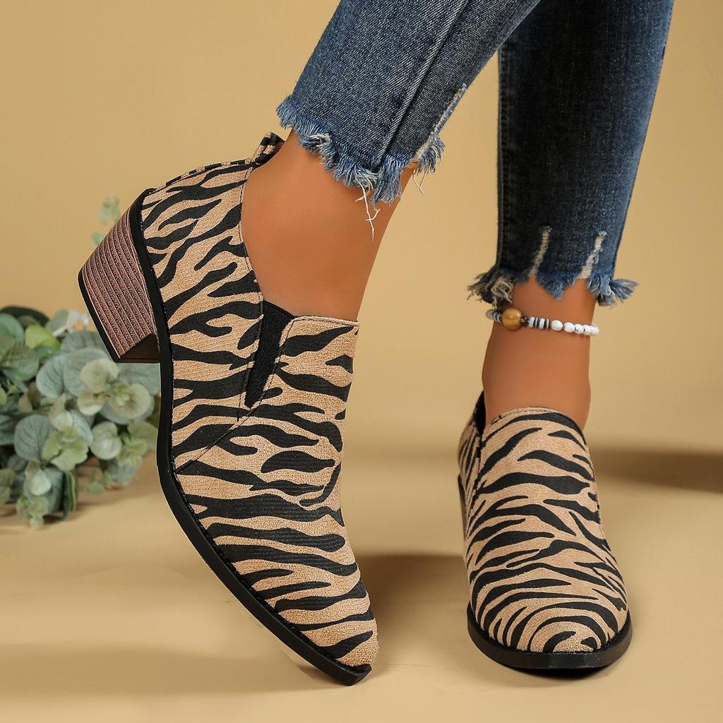 Women's Pointed Toe Chunky Heel Suede Shoes - Four Seasons Office Casual