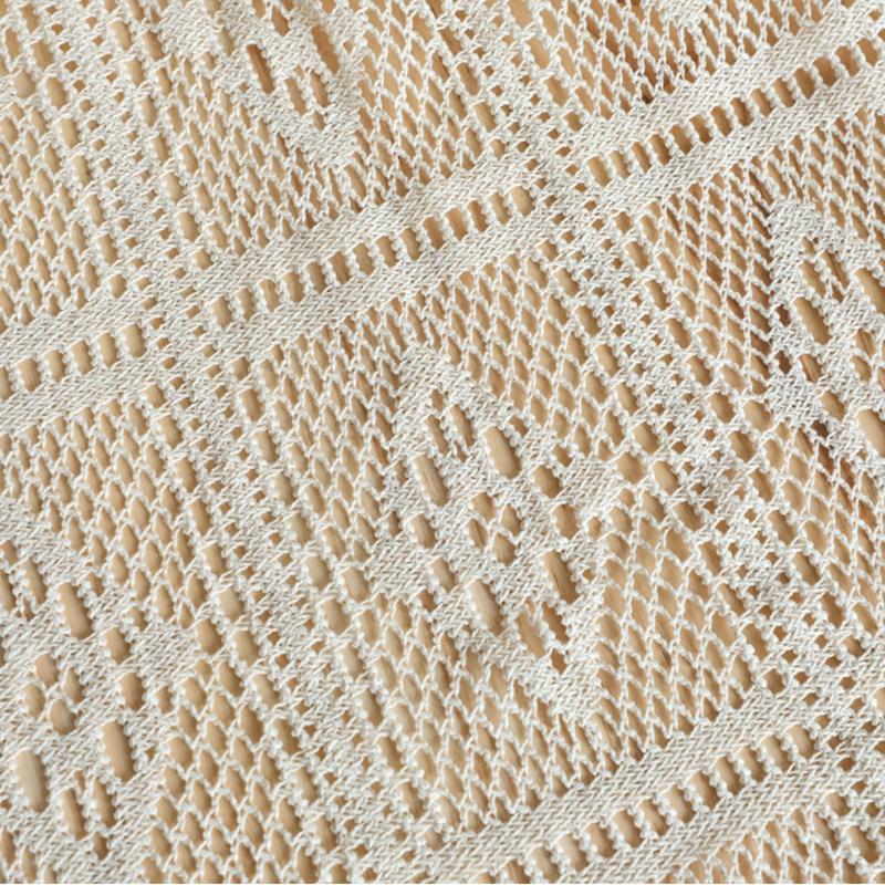 Cotton Crochet Hollow Woven Curtain American Pastoral Retro French Country Cotton Linen Lace Fringed Bedroom Gauze Curtain