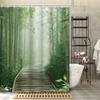 1pc Natural Pastoral Scenery Green Bamboo Forest Bamboo Leaf Path Shower Curtain Partition Curtain, Decorative Printed