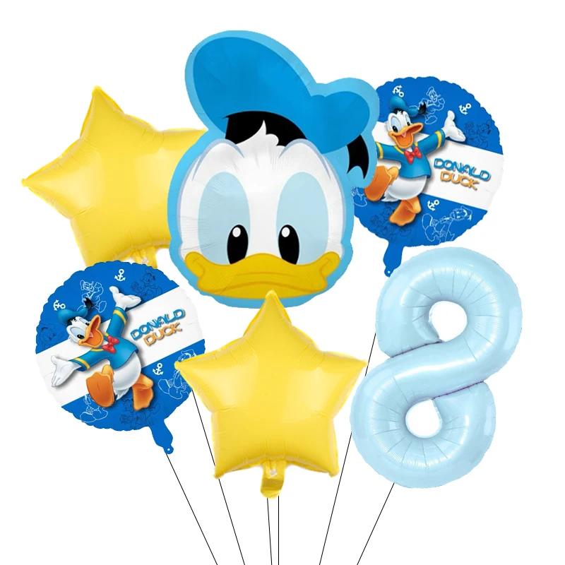 Cartoon Donald Number Duck Daisy Aluminum Film Balloon Set Spherical DIY Birthday Arrangement Party Decoration Balloons Kawaii