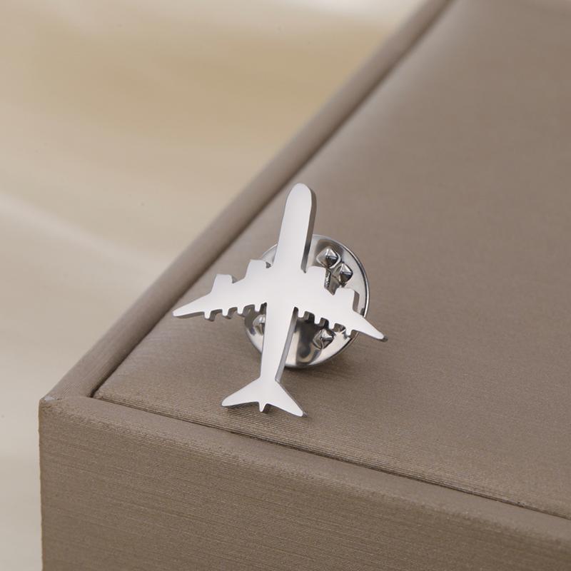 1pc Trendy Plane Lapel Pins Brooch For Women Men Stainless Steel Suit Collar Badges Jewelry 2026 New Gifts Accessories