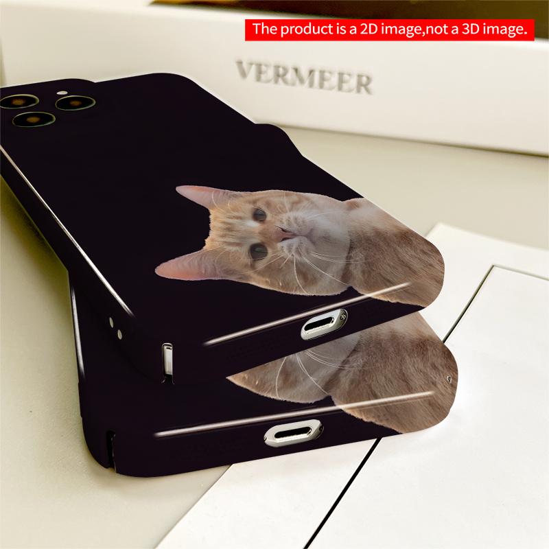 2DFlat Orange Tabby Cat Gazing Up All inclusive film hard iPhone case, compatible with iPhone 18 Pro Max 17 16 15 14 13 12 11