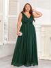2024 Sparkling Chiffon Sleeve Double V-Neck A-Line Bridesmaid Dress with Side Slit