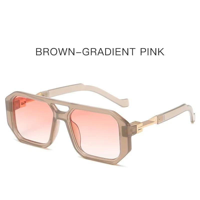 New European and American Fashion Sunscreen and UV Resistant Square Sunglasses UV400 Minimalist Double Bridge Pilot Spectacles