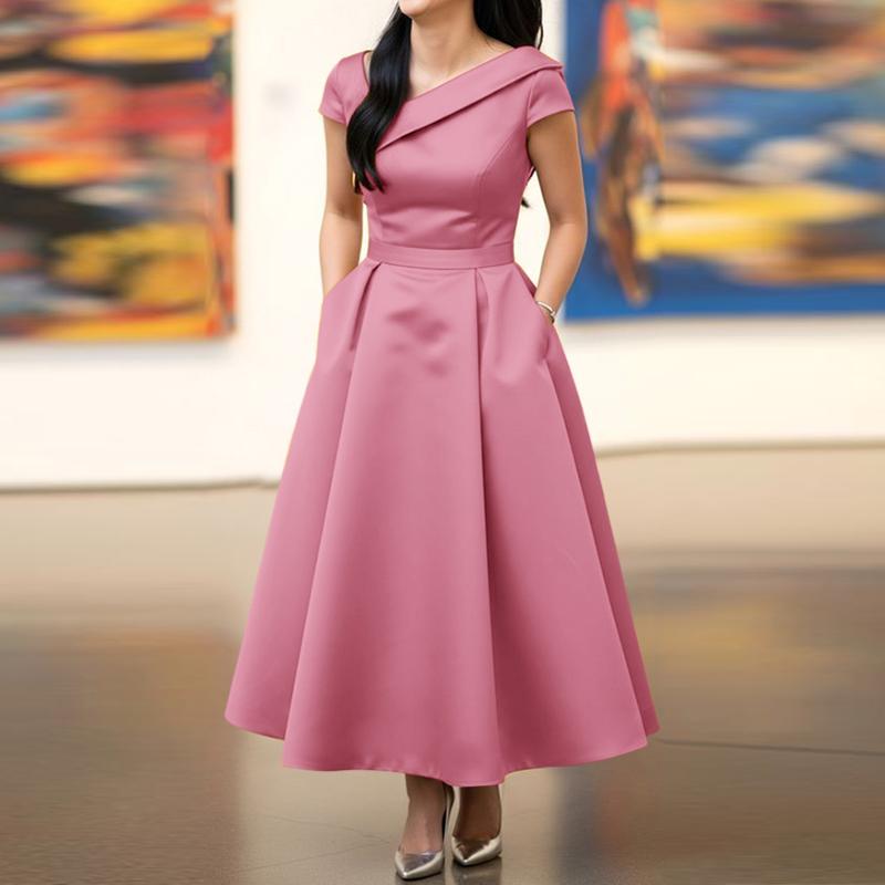 ZANZEA Women Elegant Irregular Collar Short Sleeve Casual Dress