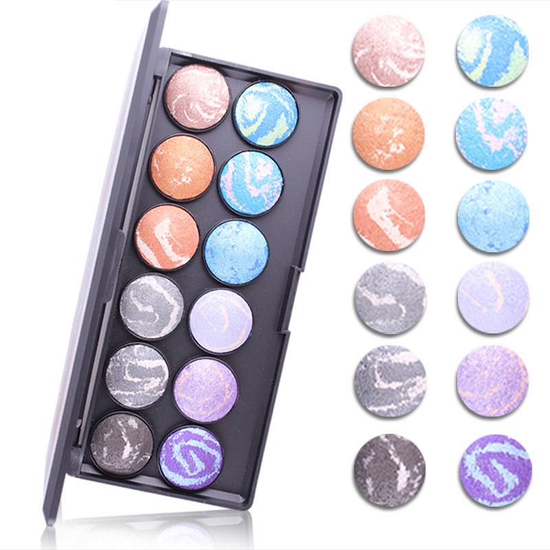 12 Colors Eyeshadow Makeup Palette Baking Powder Smooth Velvet Eye ...