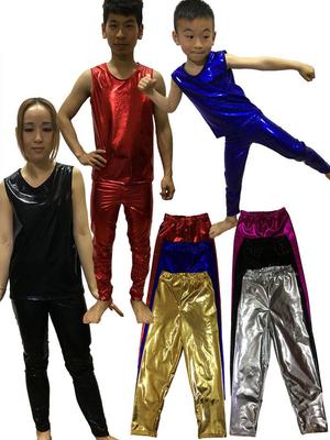 Pantaloni da ballo unisex in vernice lucida per jazz, cheerleading e hip hop