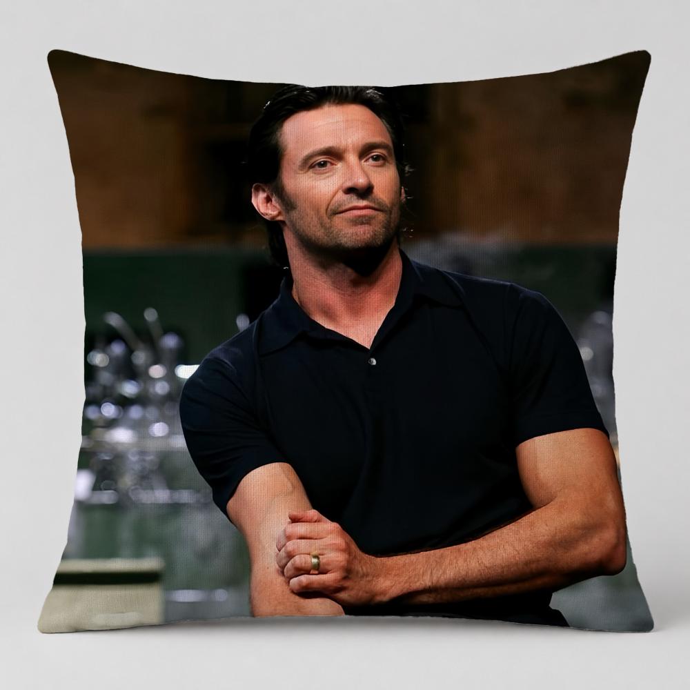 Celebrity Hugh Jackman Cushion Cover Short Plush Cushion Cover Double Sided Print Washable Sofa Pillowcase Home Decor Gift