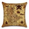 Pirate Treasure Map Magnifier Print Decorative Cushion Cover Polyester Throw Pillow Cover Bedside Cushion Pillowcase 45X45Cm