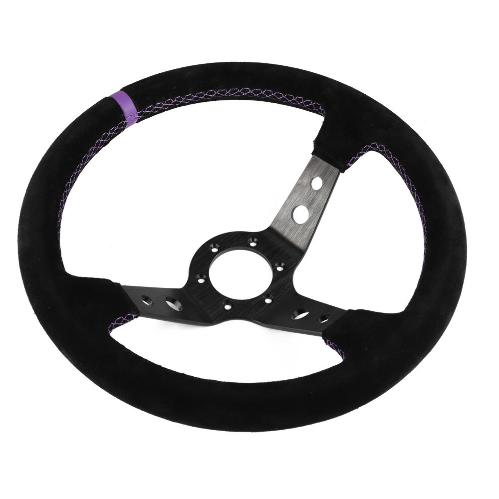 350mm 14 Inch Car Steering Wheel Suede Leather Drift Racing Game Steering Wheel Universal 7031BK-BKMS-PL-PL