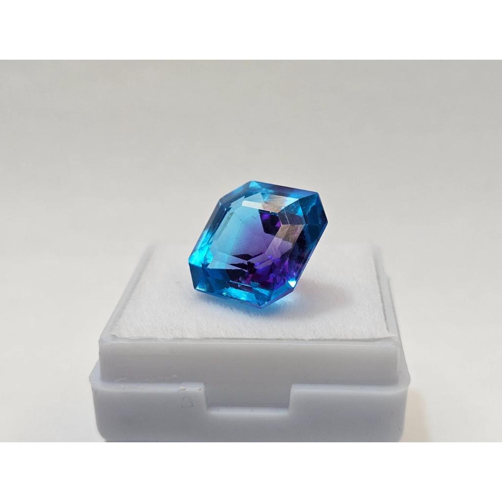 Bi-Color Pitambari Sapphire Asscher Cut 15-16 Ct Fabulous Certified Gemstone