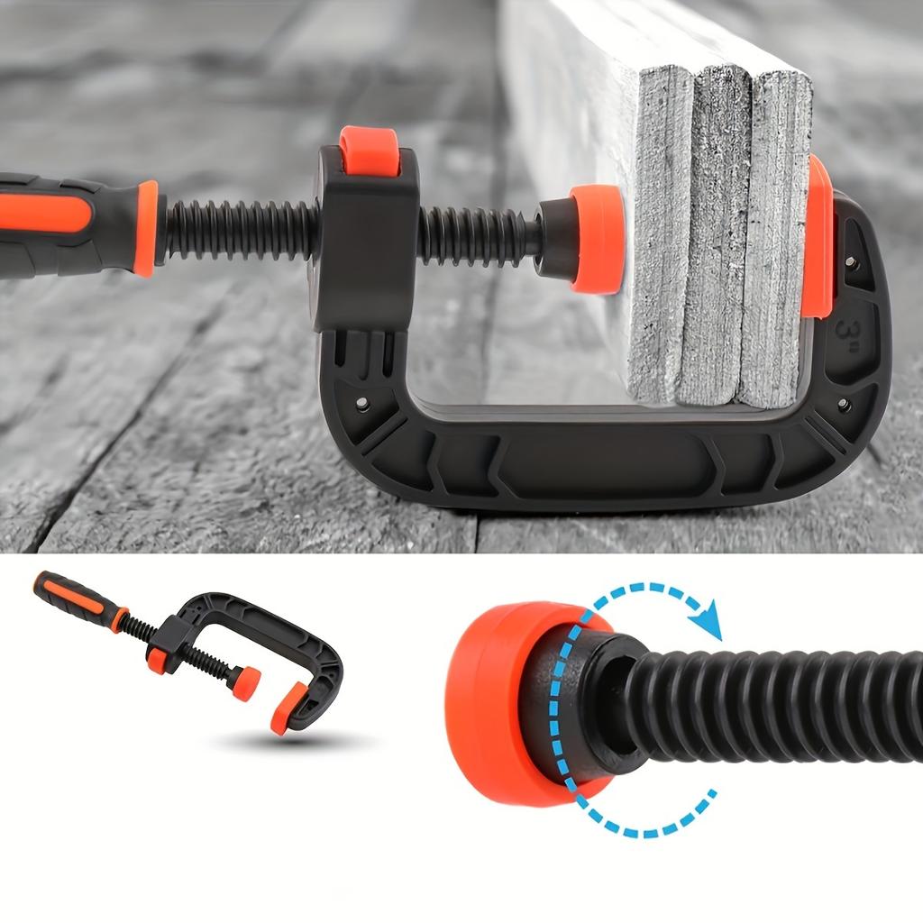 2pcs Industrial C-Clamp with Nylon Pads Heavy Duty Woodworking Fast Clamp for Welding DIY Assembly
