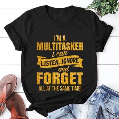 Herren T-Shirt Ich bin ein Multitasker Ich kann zuhören ignorieren und vergessen Lustige Sarkastische T-Shirts Grafik Y2k Oberteile Hipster Humor Herrenbekleidung