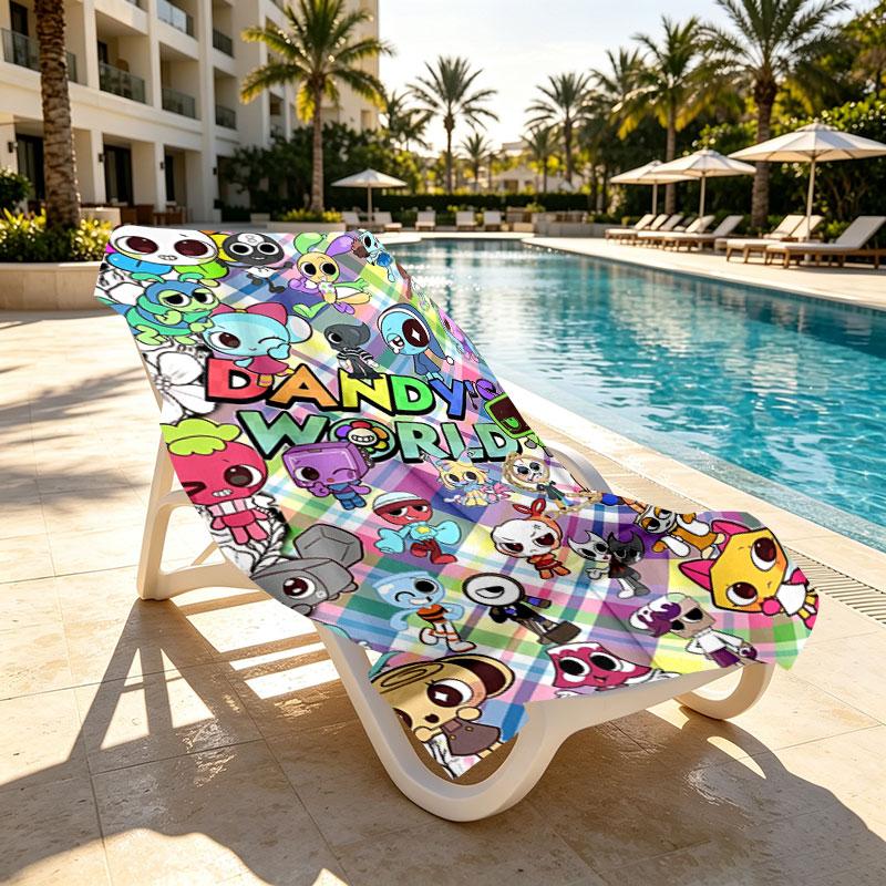 Dandy's World Print Beach Towel Design, Soft, Lightweight. for Home Bathroom, Spa, Pool, Yoga, Surfing, Camping, Gift for Family, Friend