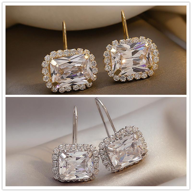 BELLA BOX Luxury Bridal Wedding Hook Earrings Simple Elegant Design Brilliant CZ Aesthetic Earrings New Fashion Jewelry For Women