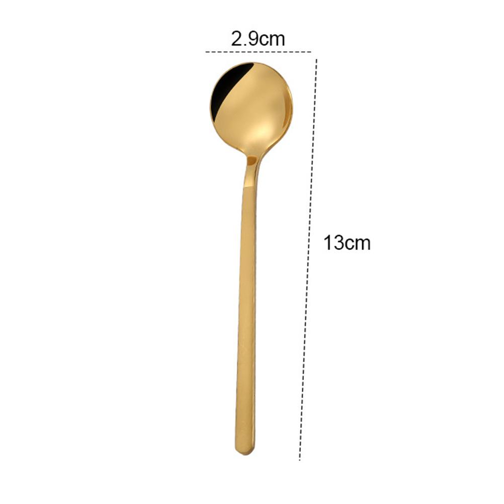6 pièces 13 cm Cuillère à café en acier inoxydable Ronde Polissage miroir Cuillère à café Pour remuer Sucre Lait Dessert Cappuccino Bistro Usage domestique
