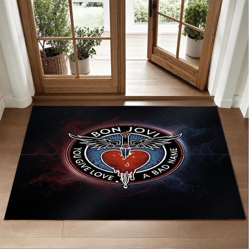 Bon Jovi Design Crystal Velvet Rug Soft Decorative Mat for Bedroom Entrance