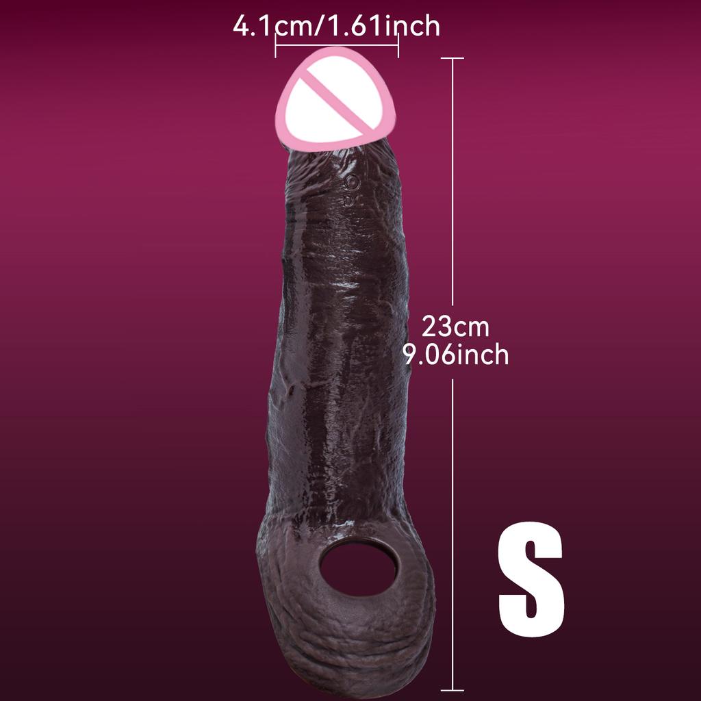 Penis Ring Cock Sleeve Male Penis Enlarger Extender for Men Realistic Dildo Cock Ring Lock the Sperm Male Penis Training Sex Toy