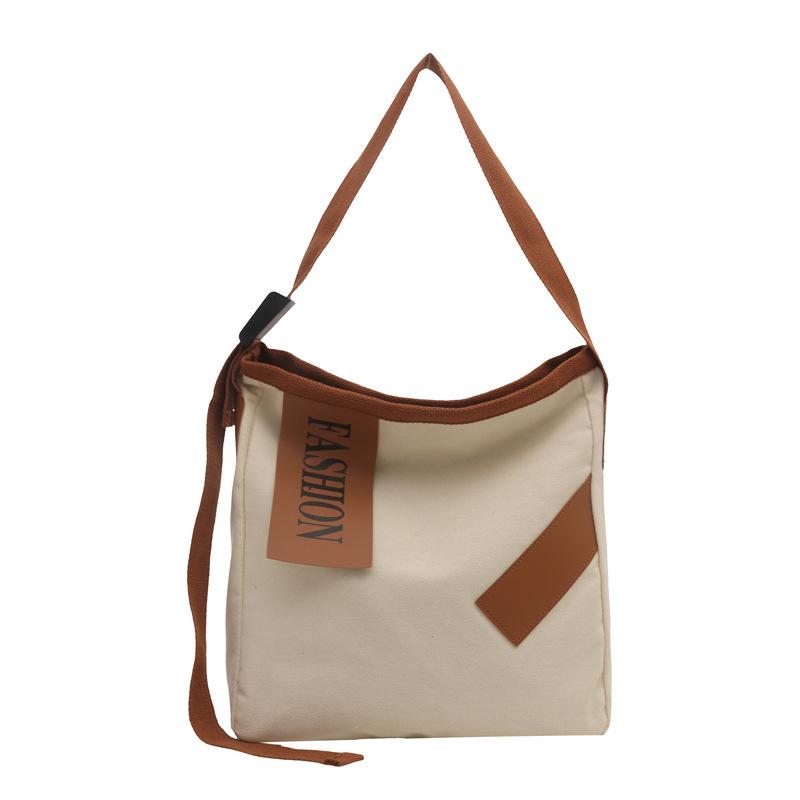 Spring Crossbody Simple Fashion Literary Niche Canvas Women's Tote Large Capacity One-shoulder Commuter Casual Bag Trend