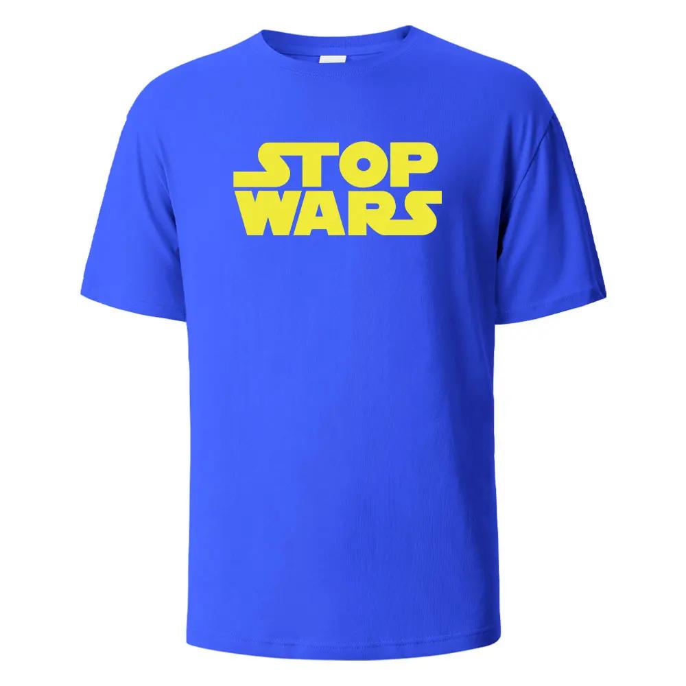 Stop Wars Printing‘s T-shirt Street Casual Breathable Tees 100% Cotton Funny Tops Street Oversized T-Shirts For Women
